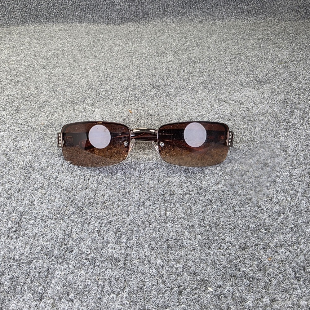 Relic Fowlers Bay WS6154 Y2K Glam Rimless Rhinestone Brown Sunglasses Diva Retro